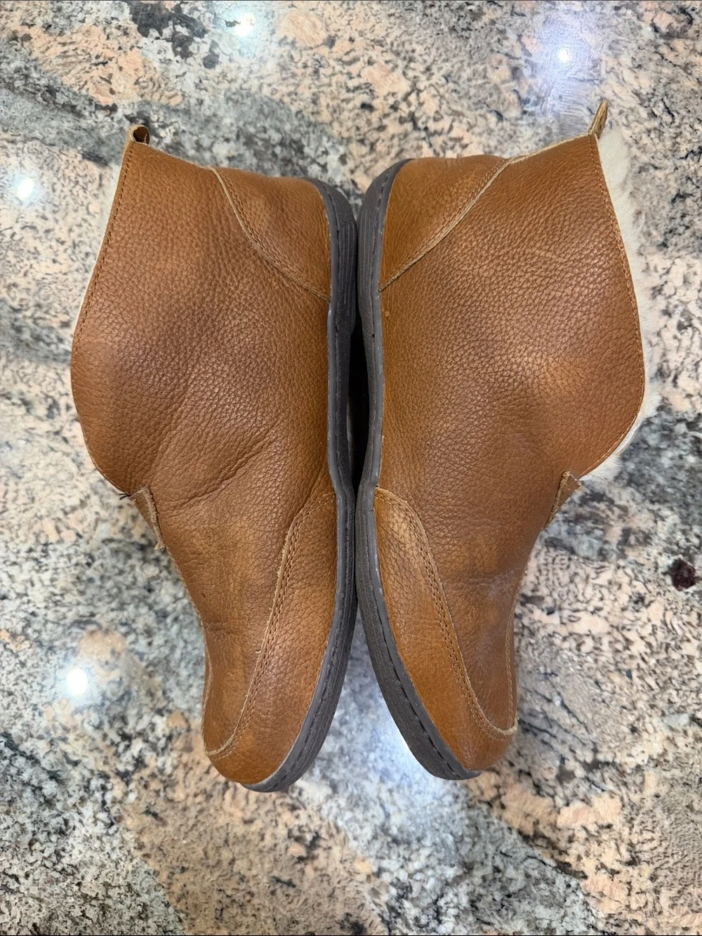 Cabela's Men's Brown Leather Shearling-Lined Slip-On Boots